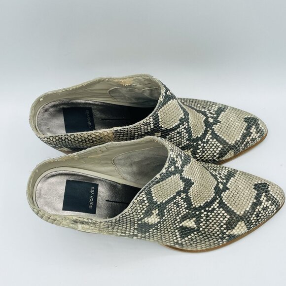 Dolce Vita Women's Shoes Size 7.5 Snake Print Leather Slip-On Boot Booties Mules - Picture 3 of 13